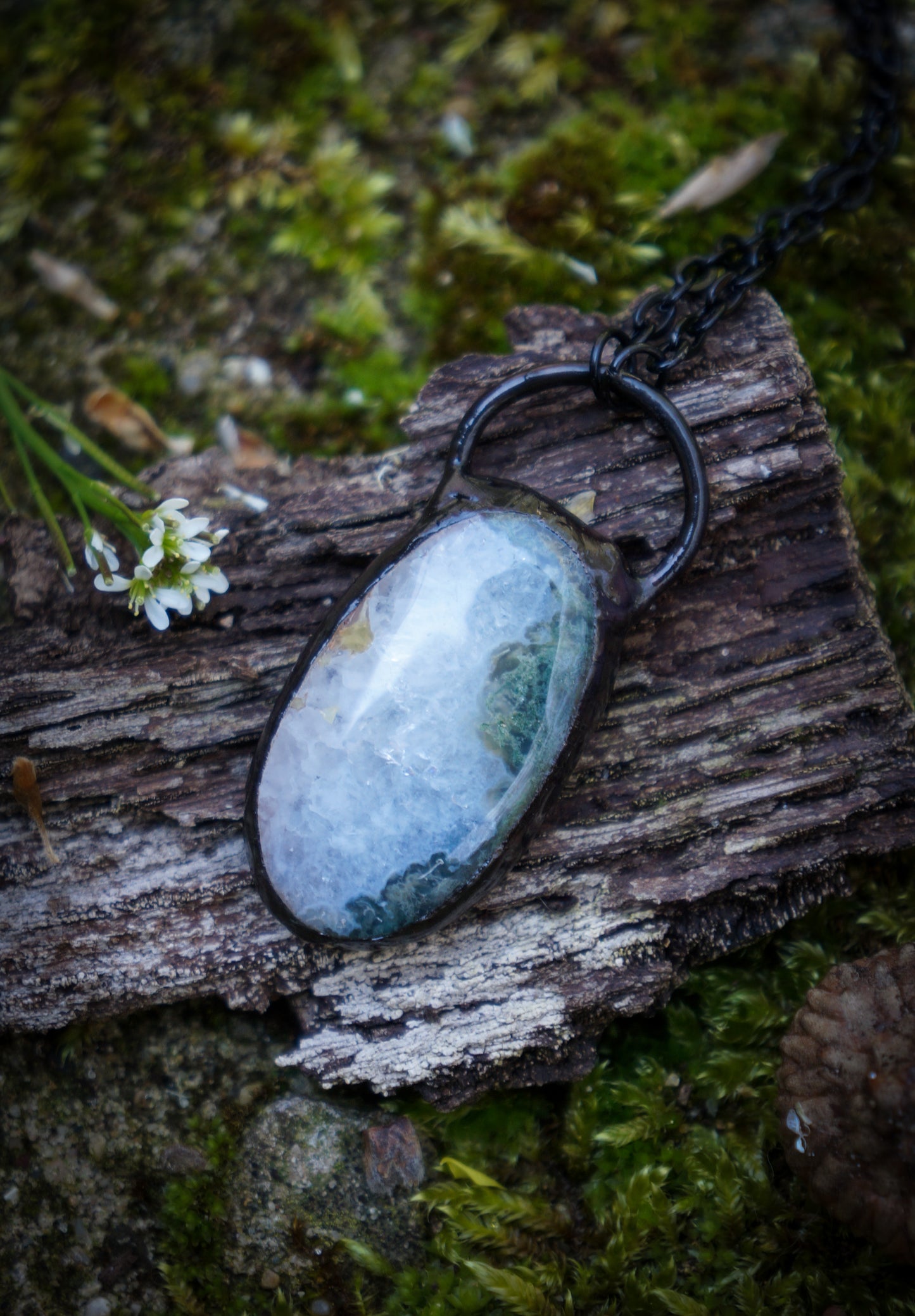 Moss agate amulet